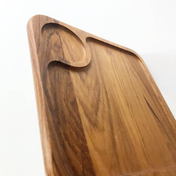 Dolphin Teak 2 Section Cheese Board Serving Tray - Picture 2 of 8